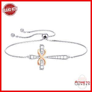 Sterling Silver Infinity Link Bracelet with Birthstone, 925 Silver